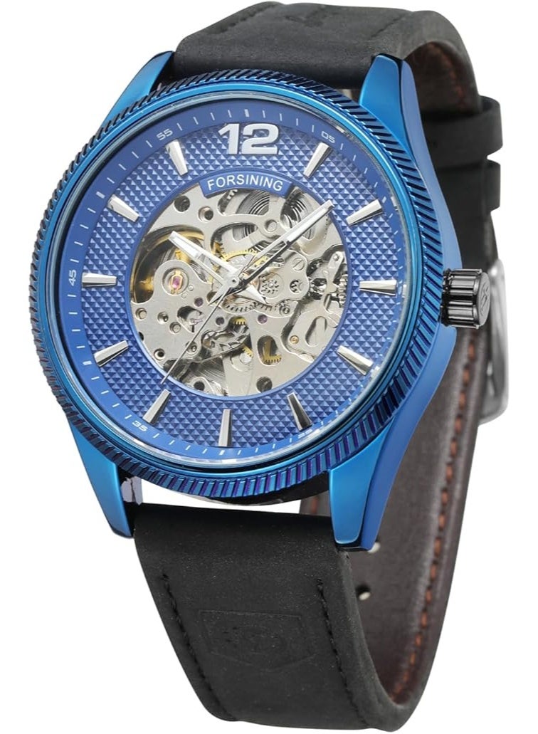 FORSINING Men's Automatic Self-winding Day Calendar Leather Strap Brand Collection Wrist Watch - Image 1